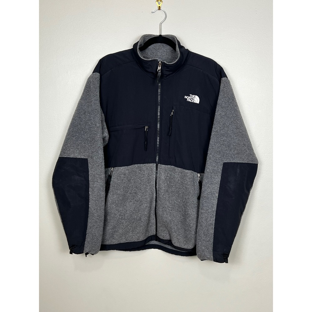The North Face Denali Polartec Fleece Jacket Mens Medium Grey Black Full Zip